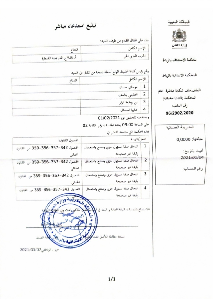 إسحاق شارية ومن معه أمام القضاء من أجل التزوير وانتحال صفة إسحاق شارية ومن معه أمام القضاء من أجل التزوير وانتحال صفة