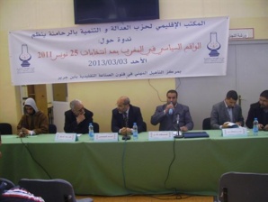 الواقع السياسي بالمغرب بعد انتخابات 25 نونبر 2011 - ندوة سياسية لحزب المصباح بمدينة ابن جرير الواقع السياسي بالمغرب بعد انتخابات 25 نونبر 2011 - ندوة سياسية لحزب المصباح بمدينة ابن جرير