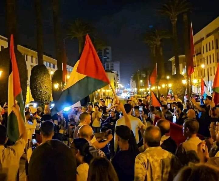 خروج مظاهرات شعبية عفوية في عدة مدن مغربية بعد جريمة إسرائيل قصف مستشفى بغزة