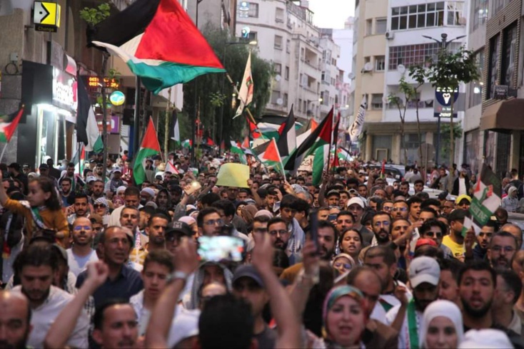 احتجاجات حاشدة بالمدن المغربية تنديدا بالمجازر الصهيونية في حق النازحين وللمطالبة بإسقاط التطبيع وإلغاء موازين